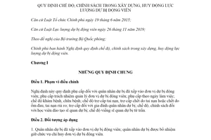 Nghị định 79/2020/NĐ-CP quy định chế độ trong xây dựng huy động lực lượng dự bị động viên