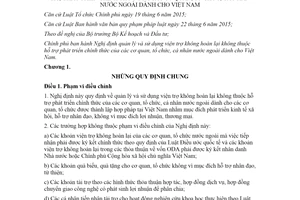 Nghị định 80/2020/NĐ-CP quản lý viện trợ không hoàn lại cơ quan nước ngoài dành cho Việt Nam