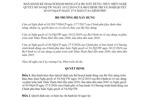 Quyết định 901/QĐ-BXD 2020 Kế hoạch hành động thực hiện Nghị quyết 54-NQ/TW và 83/NQ-CP