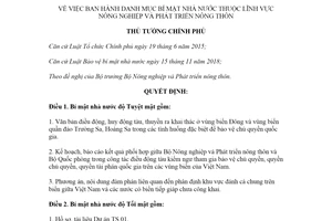 Quyết định 988/QĐ-TTg 2020 danh mục bí mật nhà nước lĩnh vực nông nghiệp phát triển nông thôn