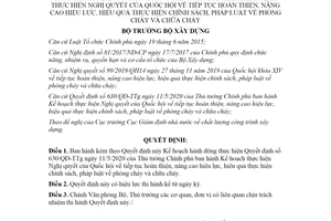 Quyết định 931/QĐ-BXD 2020 Thực hiện Quyết định 630/QĐ-TTg phòng cháy chữa cháy