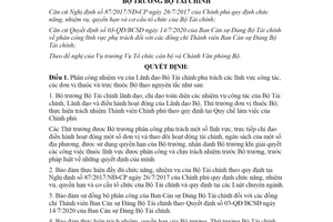 Quyết định 1047/QĐ-BTC 2020 phân công lĩnh vực phụ trách của Lãnh đạo Bộ Tài chính