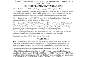 Quyết định 1281/QĐ-UBND 2020 Thủ tục hành chính hoạt động công nghệ Sở Khoa học Lâm Đồng