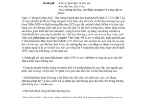 Công văn 2548/BGDĐT-GDTC 2020 hướng dẫn tổng kết 05 năm thực hiện Quyết định 1076/QĐ-TTg