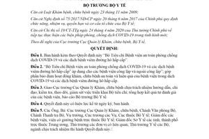 Quyết định 3088/QĐ-BYT 2020 Bộ Tiêu chí Bệnh viện an toàn phòng chống dịch COVID 19