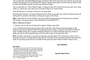 Thông tư 16/2020/TT-BTTTT Quy chuẩn kỹ thuật quốc gia chống sét cho các trạm viễn thông