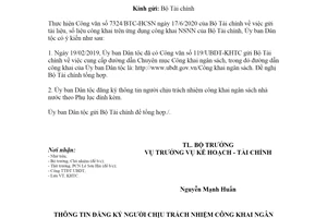 Công văn 879/UBDT-KHTC 2020 Số liệu công khai trên ứng dụng công khai ngân sách nhà nước