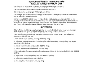 Nghị quyết 330/2020/NQ-HĐND Kế hoạch vốn đầu tư công trung hạn Đồng Tháp 2021 2025