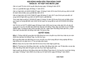 Nghị quyết 333/2020/NQ-HĐND bổ sung diện tích đất trồng lúa nước chuyển mục đích Đồng Tháp