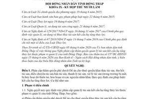 Nghị quyết 328/2020/NQ-HĐND Phân cấp thẩm quyền quản lý tài sản kết cấu hạ tầng thủy lợi Đồng Tháp