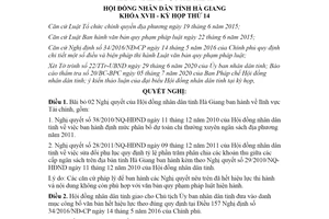 Nghị quyết 18/2020/NQ-HĐND thực hiện bãi bỏ 02 Nghị quyết lĩnh vực Tài chính Hà Giang