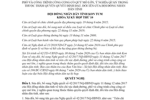 Nghị quyết 24/2020/NQ-HĐND sửa đổi Nghị quyết 42/2017/NQ-HĐND đổi tên đường phố Kom Tum