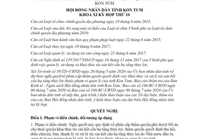 Nghị quyết 22/2020/NQ-HĐND Phân cấp thẩm quyền xử lý tài sản kết cấu hạ tầng thủy lợi Kom Tum