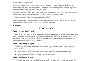 Thông tư 69/2020/TT-BTC hồ sơ và trình tự thủ tục xử lý nợ theo Nghị quyết 94/2019/QH14