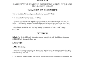 Quyết định 863/QĐ-UBND 2020 phê duyệt Kế hoạch phát triển thương mại điện tử Ninh Bình