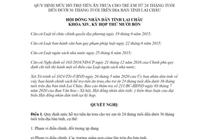 Nghị quyết 11/2020/NQ-HĐND Hỗ trợ tiền ăn trưa trẻ em 24 tháng đến dưới 36 tháng Lai Châu