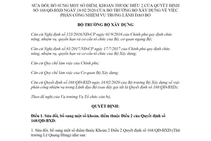 Quyết định 949/QĐ-BXD 2020 sửa đổi Quyết định 168/QĐ-BXD nhiệm vụ lãnh đạo Bộ Xây dựng