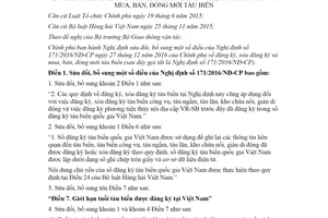 Nghị định 86/2020/NĐ-CP sửa đổi Nghị định 171/2016/NĐ-CP đăng ký mua bán đóng mới tàu biển