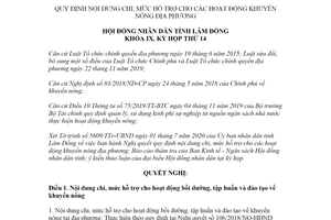 Nghị quyết 186/2020/NQ-HĐND nội dung chi hỗ trợ hoạt động khuyến nông tỉnh Lâm Đồng