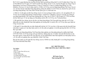 Công văn 3951/CV-BCĐ 2020 áp dụng biện pháp cách ly đối với tổ bay