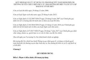 Thông tư 68/2020/TT-BTC quản lý kinh phí chi thường xuyên thực hiện duy tu bảo dưỡng đê điều