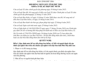 Nghị quyết 11/2020/NQ-HĐND mức hỗ trợ tiền đóng bảo hiểm y tế hộ gia đình cận nghèo Phú Thọ