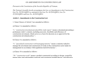 Law 62/2020/QH14 amendments to Construction Law