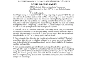 Công điện 1158/CĐ-BCĐQG 2020 khẩn trương kiểm soát lây nhiễm COVID 19 cơ sở khám chữa bệnh
