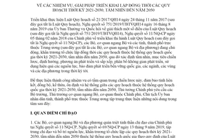 Chỉ thị 30/CT-TTg 2020 nhiệm vụ giải pháp triển khai lập đồng thời các quy hoạch thời kỳ 2021 2030