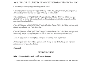 Thông tư 20/2020/TT-BGDĐT chế độ làm việc của giảng viên cơ sở giáo dục đại học