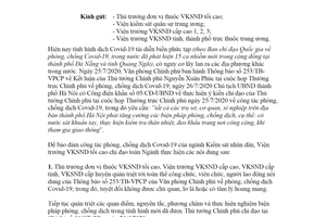 Công văn 3238/VKSTC-VP 2020 thực hiện biện pháp phòng chống dịch Covid 19