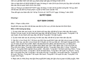 Quyết định 37/2020/QĐ-UBND công tác báo cáo định kỳ lĩnh vực y tế tỉnh Bình Định