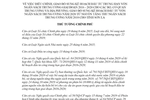 Quyết định 1145/QĐ-TTg 2020 điều chỉnh kế hoạch đầu tư trung hạn vốn ngân sách trung ương Sơn La