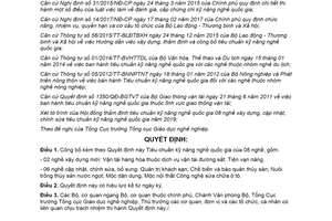 Quyết định 895/QĐ-LĐTBXH 2020 công bố Tiêu chuẩn kỹ năng nghề quốc gia