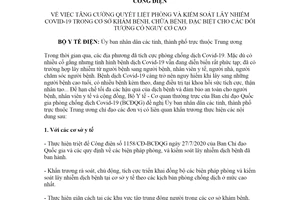 Công điện 1212/CĐ-BYT 202 phòng và kiểm soát lây nhiễm COVID-19 trong cơ sở khám chữa bệnh