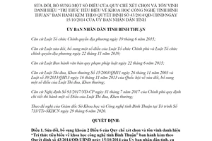 Quyết định 21/2020/QĐ-UBND sửa đổi Quyết định 43/2014/QĐ-UBND trí thức tiêu biểu Bình Thuận