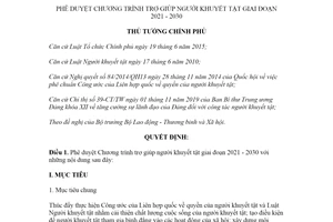 Quyết định 1190/QĐ-TTg 2020 phê duyệt Chương trình trợ giúp người khuyết tật giai đoạn 2021 2030