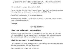 Thông tư 03/2020/TT-BXD quy định hồ sơ thiết kế kiến trúc và mẫu chứng chỉ hành nghề kiến trúc