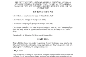 Quyết định 1191/QĐ-TTg 2020 giải pháp đổi mới công tác tuyên truyền xây dựng biên giới hòa bình