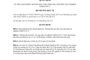 Quyết định 3486/QĐ-BYT 2020 Hướng dẫn tạm thời việc gộp mẫu xét nghiệm SARS-CoV-2