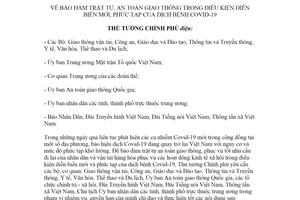 Công điện 1053/CĐ-TTg 2020 bảo đảm trật tự an toàn giao thông trong điều kiện phức tạp của Covid 19