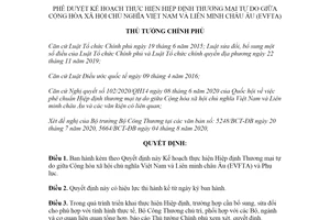 Quyết định 1201/QĐ-TTg 2020 thực hiện Hiệp định Thương mại tự do Việt Nam Liên minh châu Âu