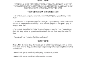 Quyết định 1349/QĐ-NHNN 2020 mức lãi suất tiền gửi dữ trữ bắt buộc của tổ chức tín dụng