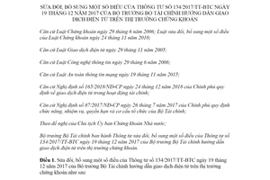 Thông tư 73/2020/TT-BTC sửa đổi Thông tư 134/2017/TT-BTC hướng dẫn giao dịch điện tử chứng khoán