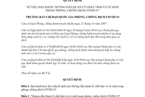 Quyết định 3455/QĐ-BCĐQG 2020 Hướng dẫn quản lý chất thải vệ sinh trong phòng chống COVID-19
