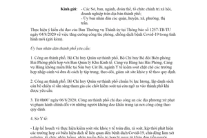 Công văn 4931/UBND-VX 2020 tiếp tục phòng chống dịch bệnh Covid 19 trong tình hình mới Hải Phòng