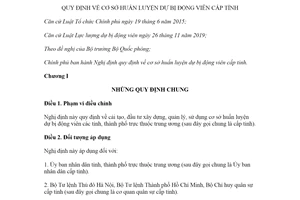 Nghị định 92/2020/NĐ-CP cơ sở huấn luyện dự bị động viên cấp tỉnh