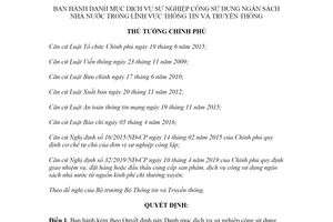 Quyết định 1265/QĐ-TTg 2020 dịch vụ sự nghiệp công sử dụng ngân sách nhà nước trong lĩnh vực thông tin