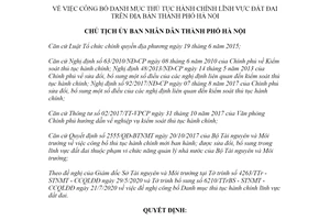 Quyết định 3632/QĐ-UBND 2020 công bố Danh mục thủ tục hành chính lĩnh vực đất đai Hà Nội