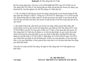 Công văn 3986/BXD-KTXD 2020 hướng dẫn xác định chi phí lập quy hoạch xây dựng quy hoạch đô thị